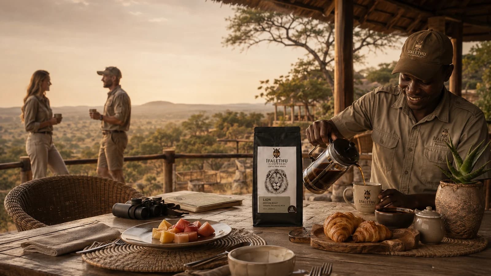 Ifalethu Coffee service scene in a bush hospitality setting